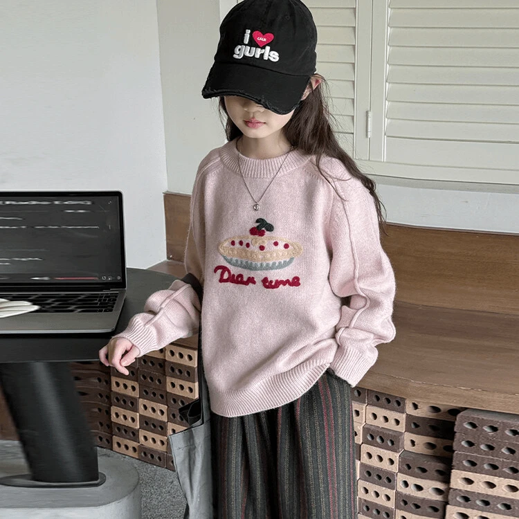 女童毛衣针织衫套头甜美中大童宽松洋气韩系毛呢裤2025新款秋冬