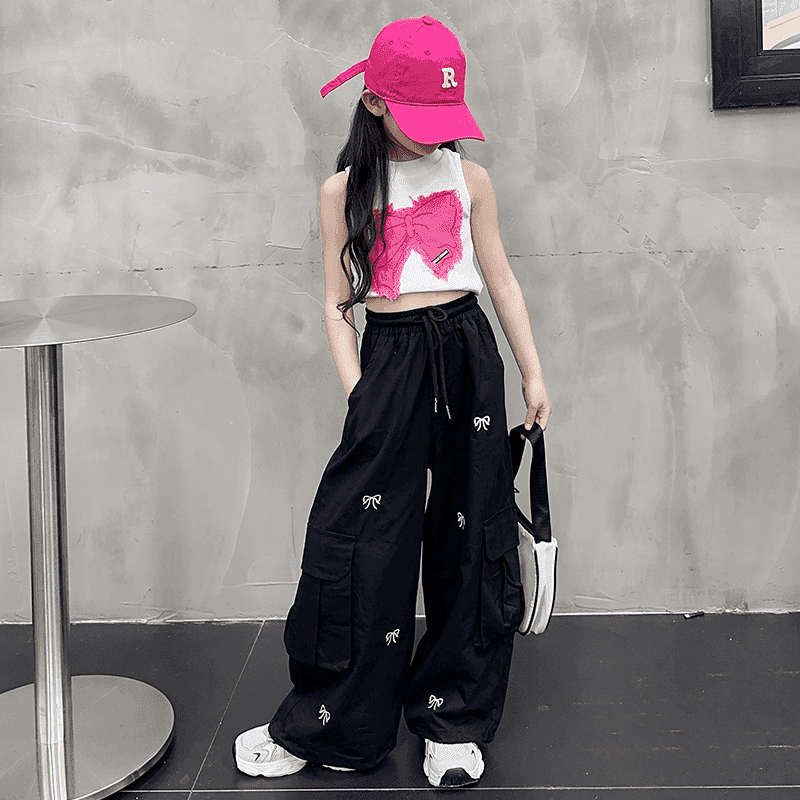 女童夏季薄款裤子宽松休闲运动裤2024夏装新款工装裤洋气时髦童装