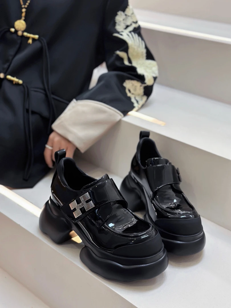 2024秋冬厚底乐福鞋女真皮松糕单鞋增高英伦风女鞋欧洲站潮牌皮鞋