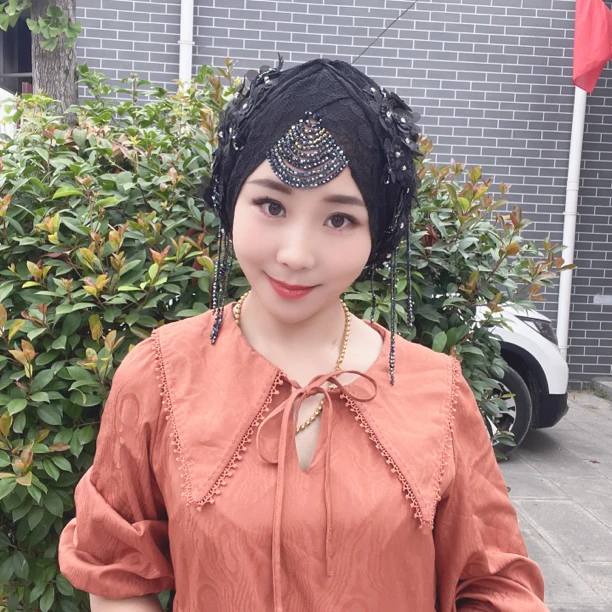 福利款头巾帽包头帽子帽手工缝制流苏帽
