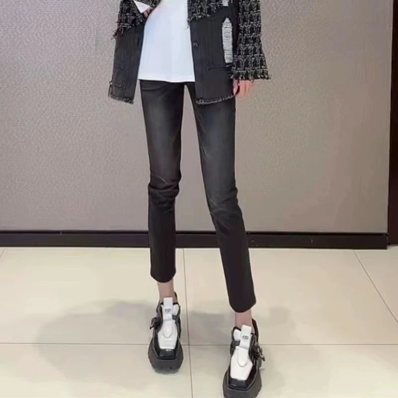 哥弟GIRDEAR显瘦百搭九分小脚牛仔裤1100135