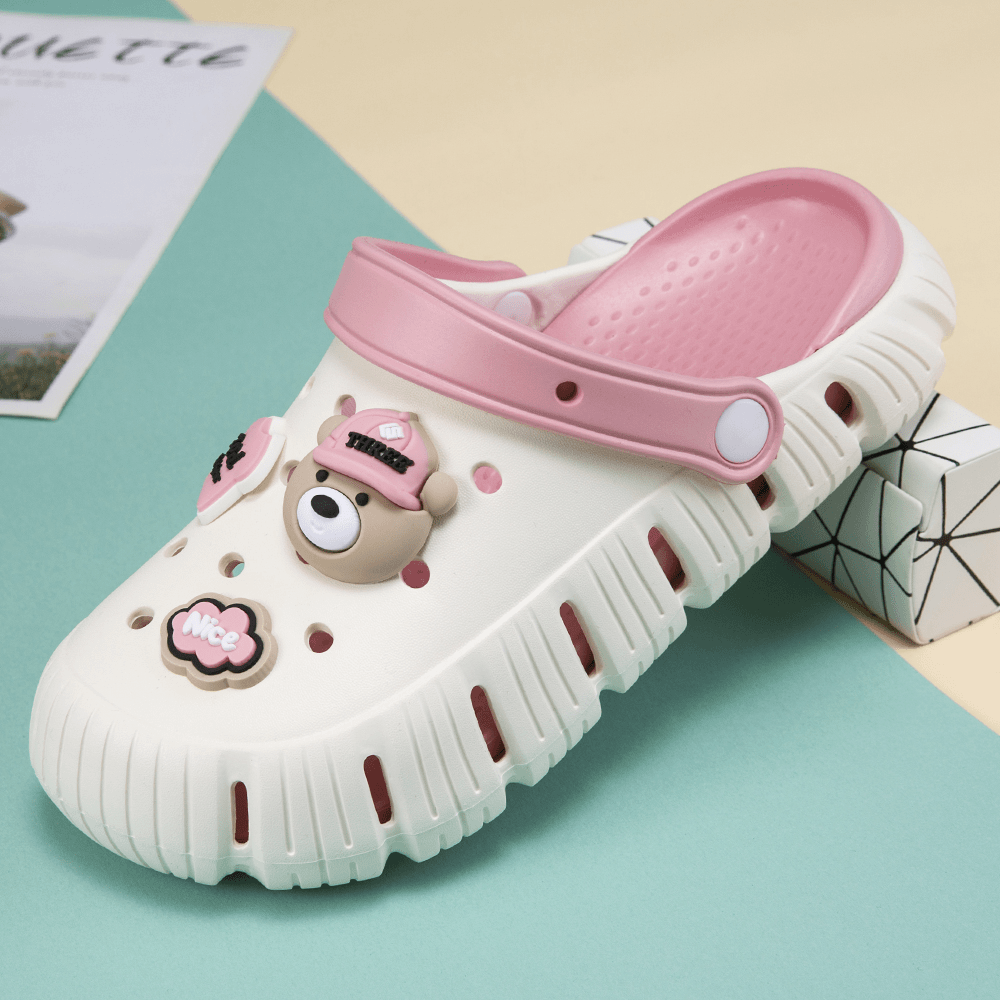 百乐麟夏季凉鞋时尚卡通包头托厚底防滑休闲洞洞女鞋百搭软底拖鞋