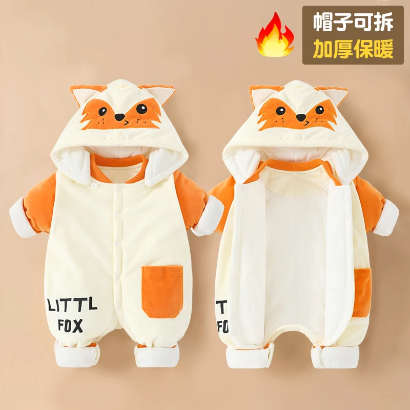 宝宝棉服冬季婴儿衣服秋冬装连体衣新生儿加厚哈衣棉衣外出服套装