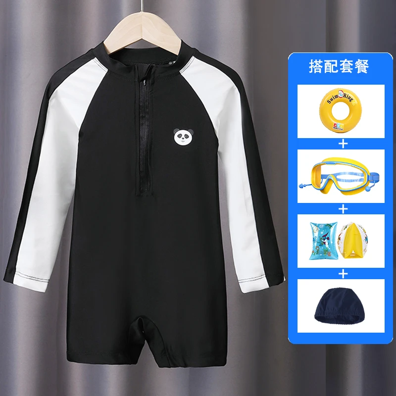 儿童游泳衣男童长袖防晒速干连体男宝宝婴儿帅气温泉中小童泳衣