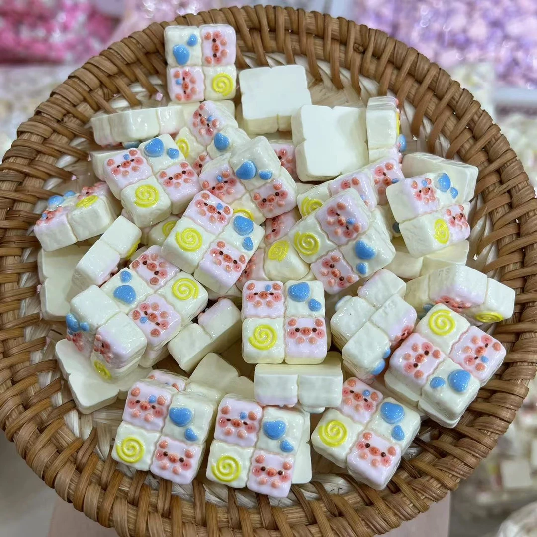 【师姐毒家定制】奶油猪猪四连（亮面米粉色）树脂手工diy饰品配件