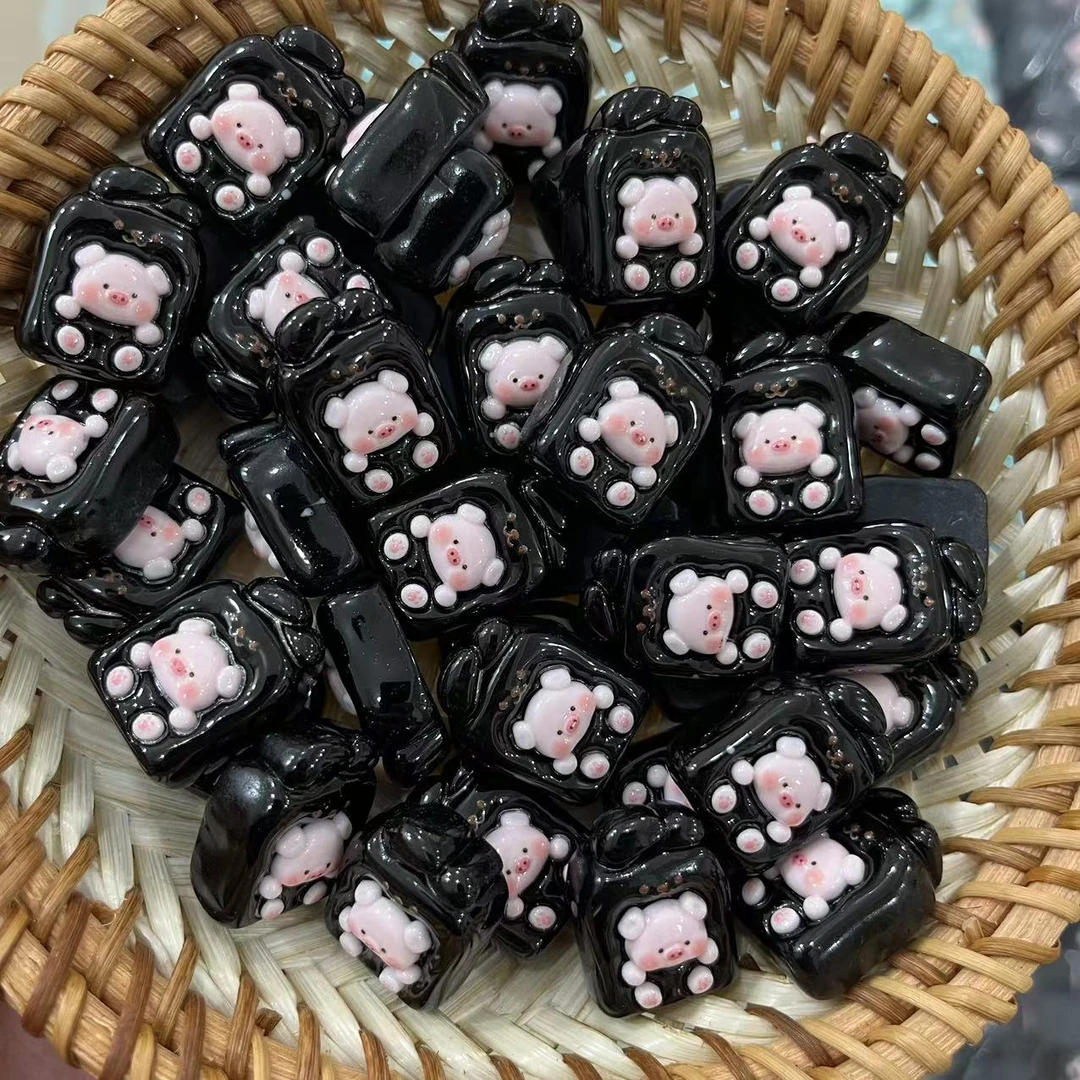 【师姐毒家定制】兔子面包猪（黑糖色）树脂创意手工diy饰品配件