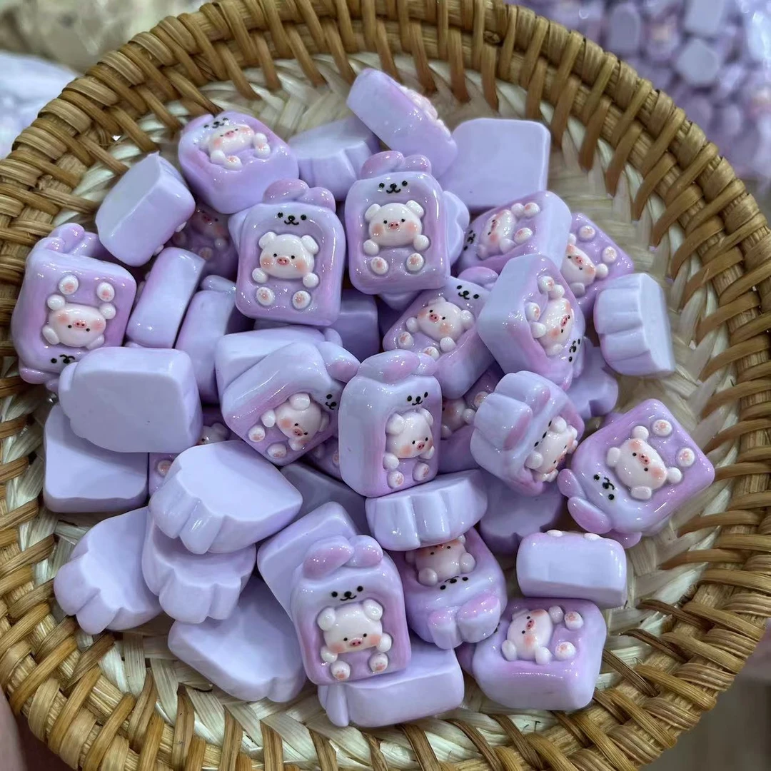 【师姐毒家定制】兔子面包猪（香芋紫）树脂创意手工diy饰品配件