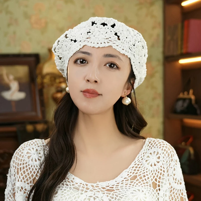 花蔻手工日本和纸夏季防晒遮阳帽夏天可折叠文艺女青年造型鸭舌帽