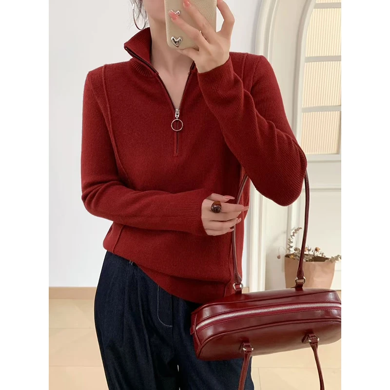 冬季新款时尚百搭长袖针织衫一体绒套头针织上衣女24367