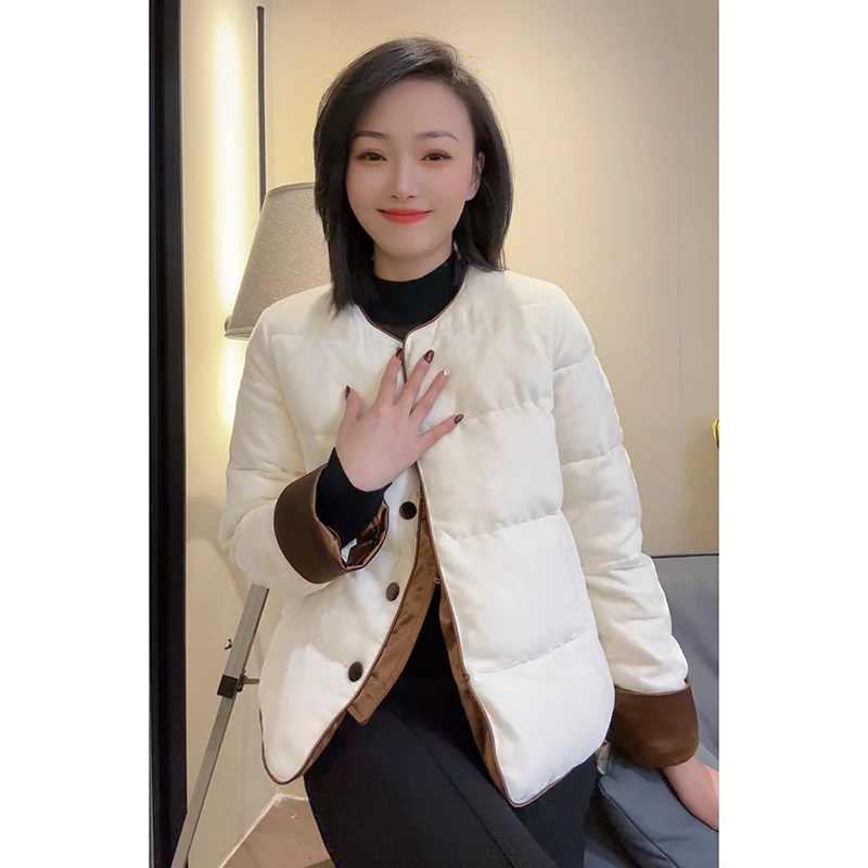 冬季新款时尚加厚保暖羽绒服小个子百搭短款丝绒羽绒外套女24383