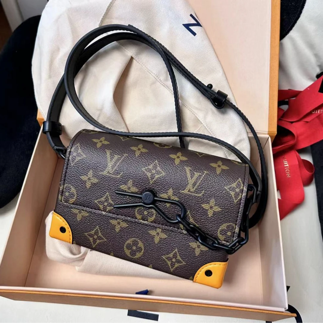 99新 LouisVuitton/路易威登 橙色老花steamer盒子包