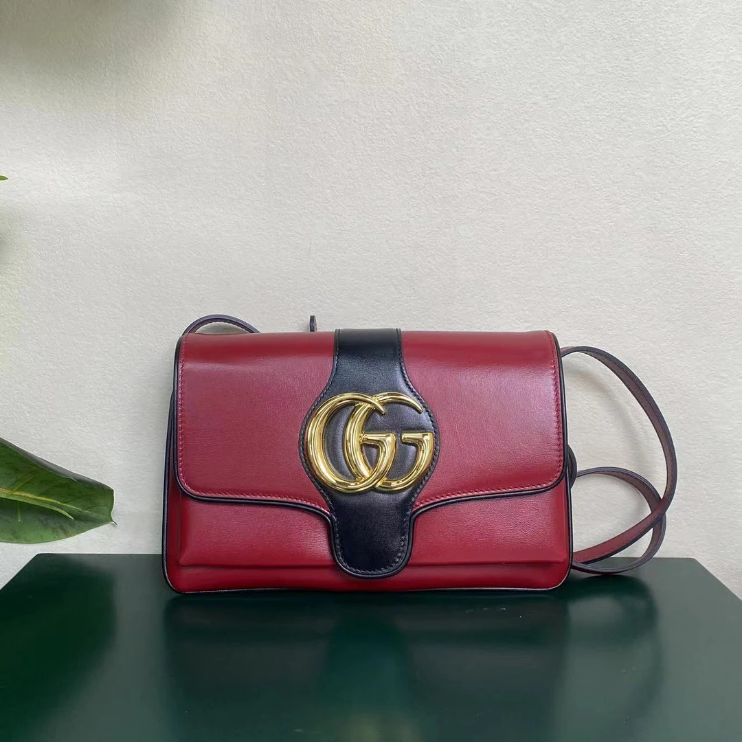 95新 GUCCI/古驰 酒红色Arli系列小号肩背包