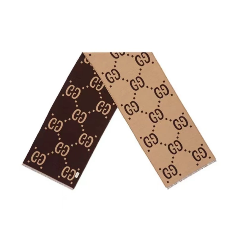 99新 GUCCI/古驰  GG提花羊毛真丝围巾 23020612