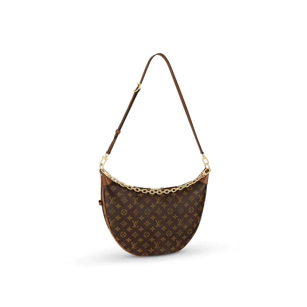 99新 LouisVuitton/路易威登 经典老花大号loop 月亮包