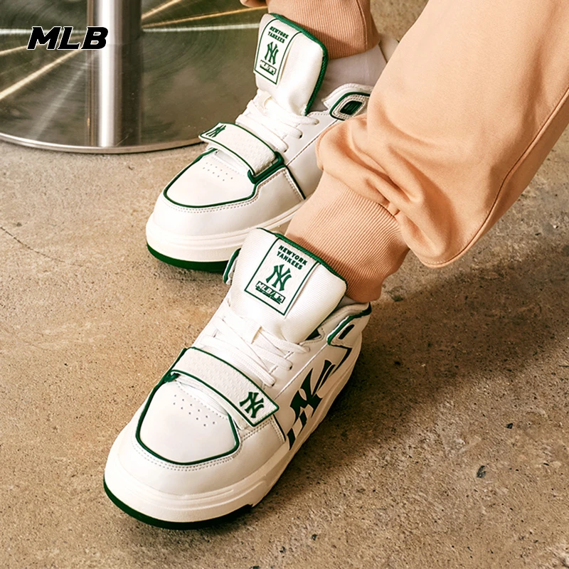 MLB男鞋女鞋情侣板鞋新款绿色高帮休闲时尚运动鞋3ASXLMB3N