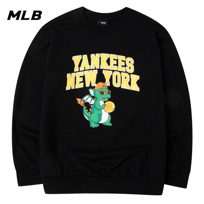 MLB卫衣儿童2024龙年新款圆领针织套头衫黑色休闲运动服7AMTDN141