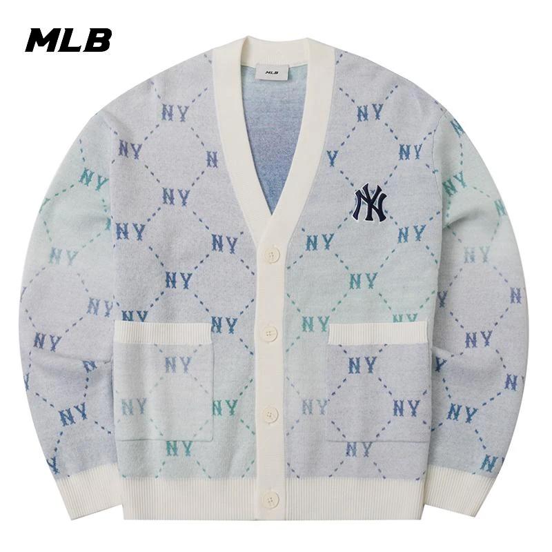 MLB运动夹克男女同款2024秋季新款时尚潮流针织休闲外套3AKCM0244