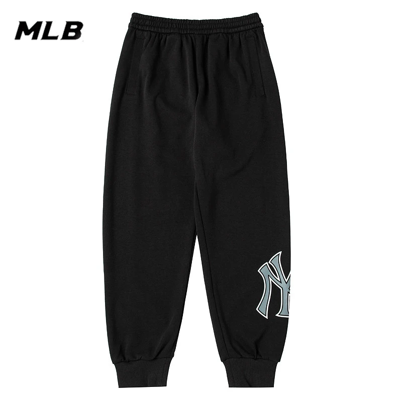 MLB黑色大标情侣长裤春季新款休闲运动裤子针织宽松下装3APTB0331
