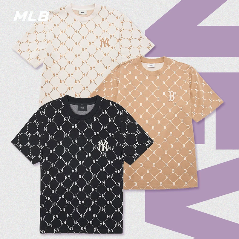 MLB夏季情侣T恤新款男女潮流钻石老花透气圆领短袖 3ATSM0143