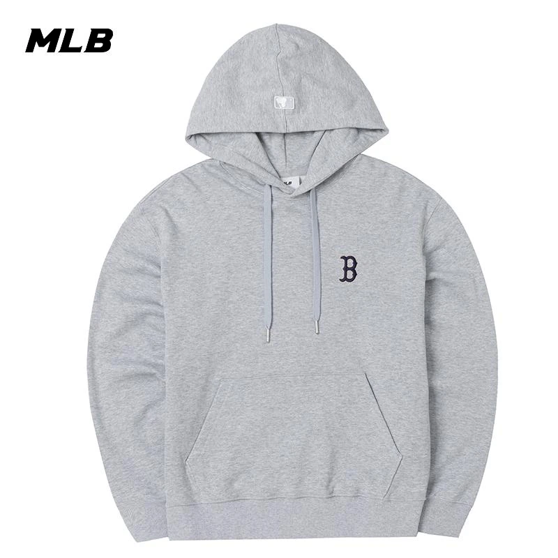 MLB卫衣男女同款2025春季新款麻灰色连帽运动套头休闲服3AHDM0144