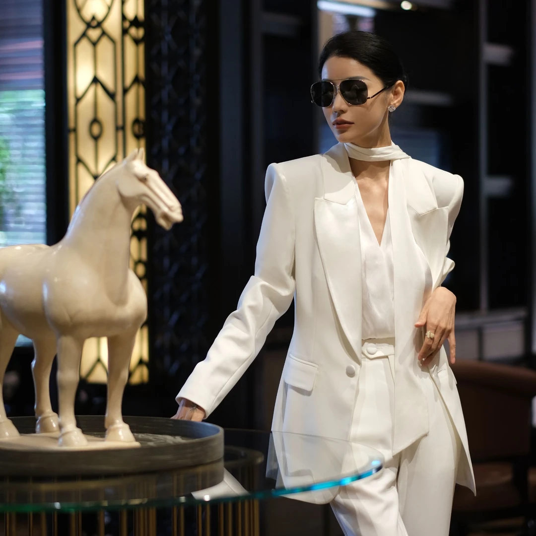 和昌洋服號新高级气质感西装外套2024年春秋新款轻奢白色西服套装