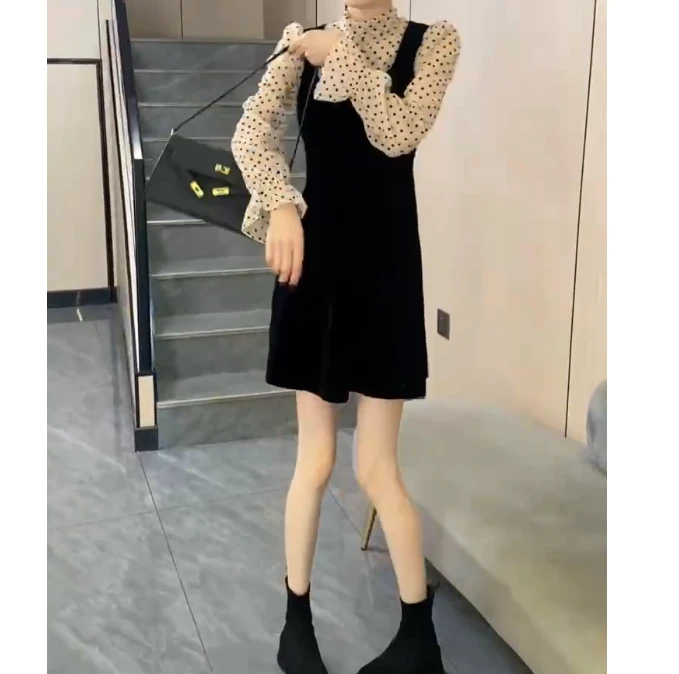 假两件显瘦气质长袖时尚收腰拼接FJ102201