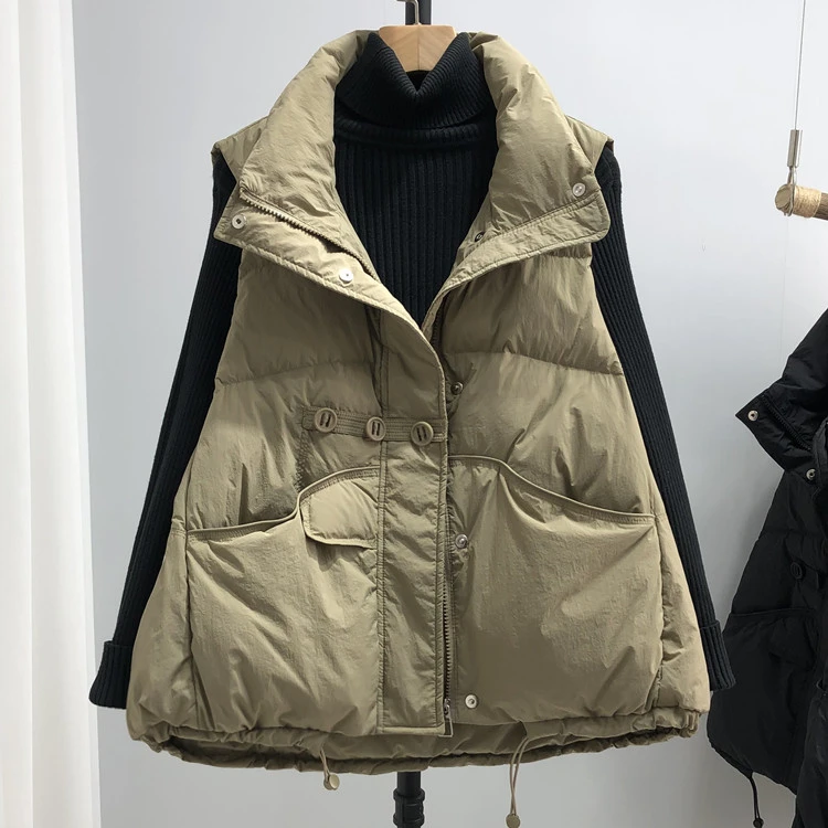 2024秋新款羽绒服马甲女短款时尚洋气韩版立领鸭绒背心马夹外套