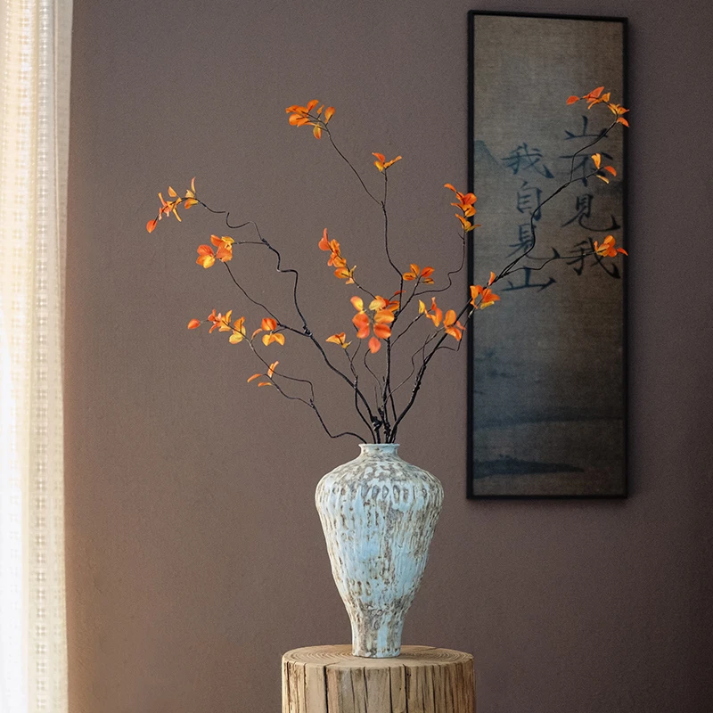 海棠苏禾【秋枫叶】侘寂风仿真秋枫叶假花绿植摆件客厅餐桌枯枝