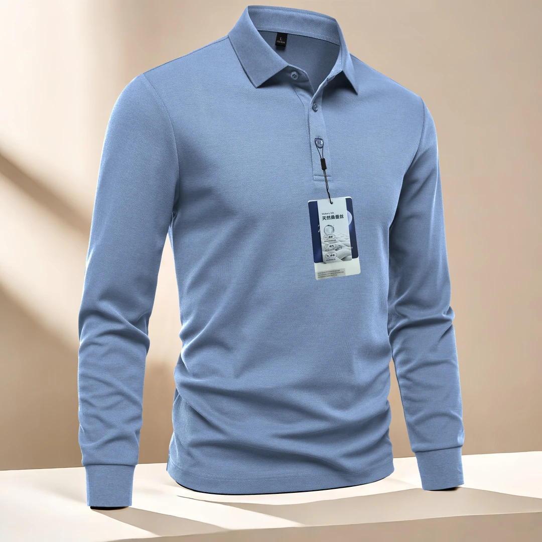 春秋天商务高级返潮复古长袖polo衫男新款翻领秋季品质男装polo衫