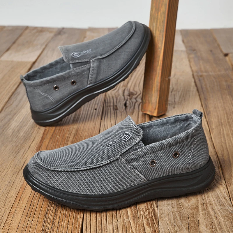 透气工作帆布男鞋男士春秋中老年软底防滑老人鞋爸爸鞋老北京布鞋