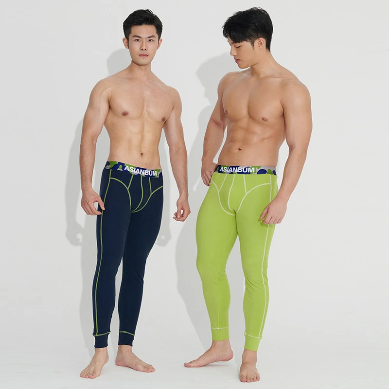 Asianbum男士弹力修身双面绒加厚保暖裤长裤高弹紧身裤薄荷曼波