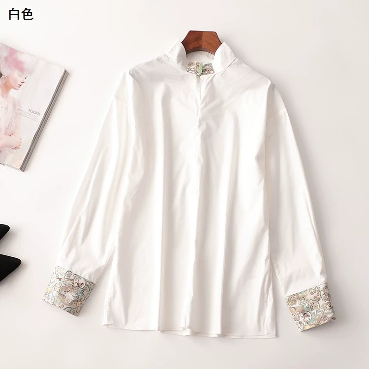 244784秋中长款长袖立领衬衫新奇特超值品质女装
