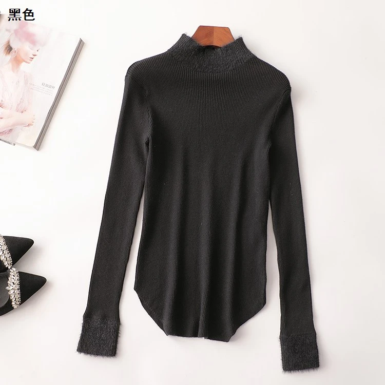244129秋中长款长袖立领针织衫