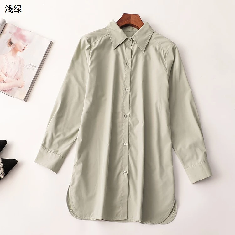 409887秋中长款长袖翻领衬衫