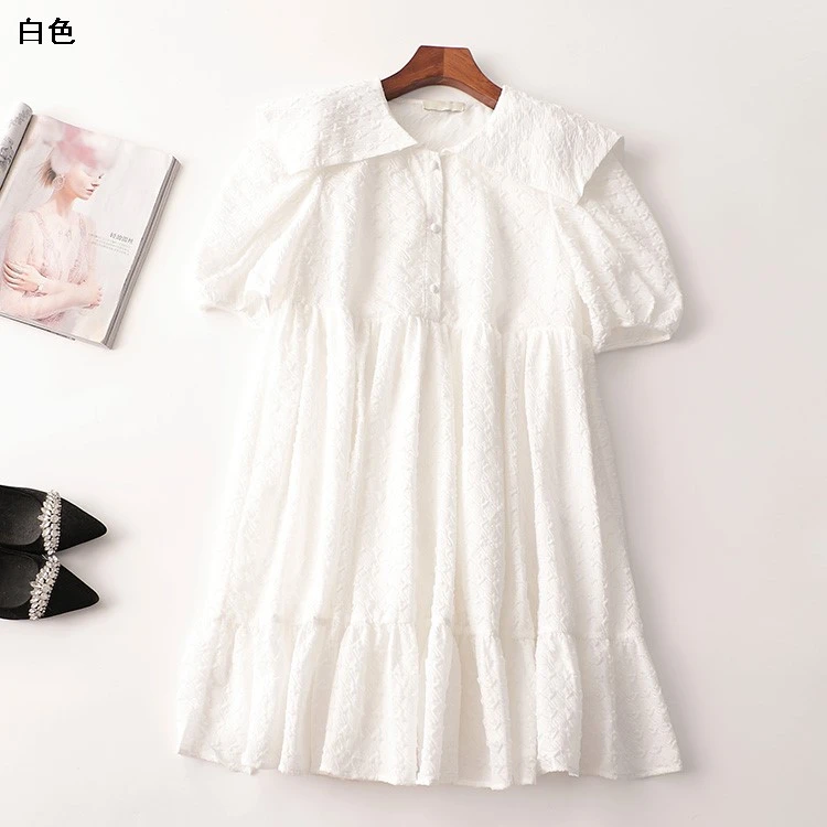 409411夏长款五分袖翻领连衣裙