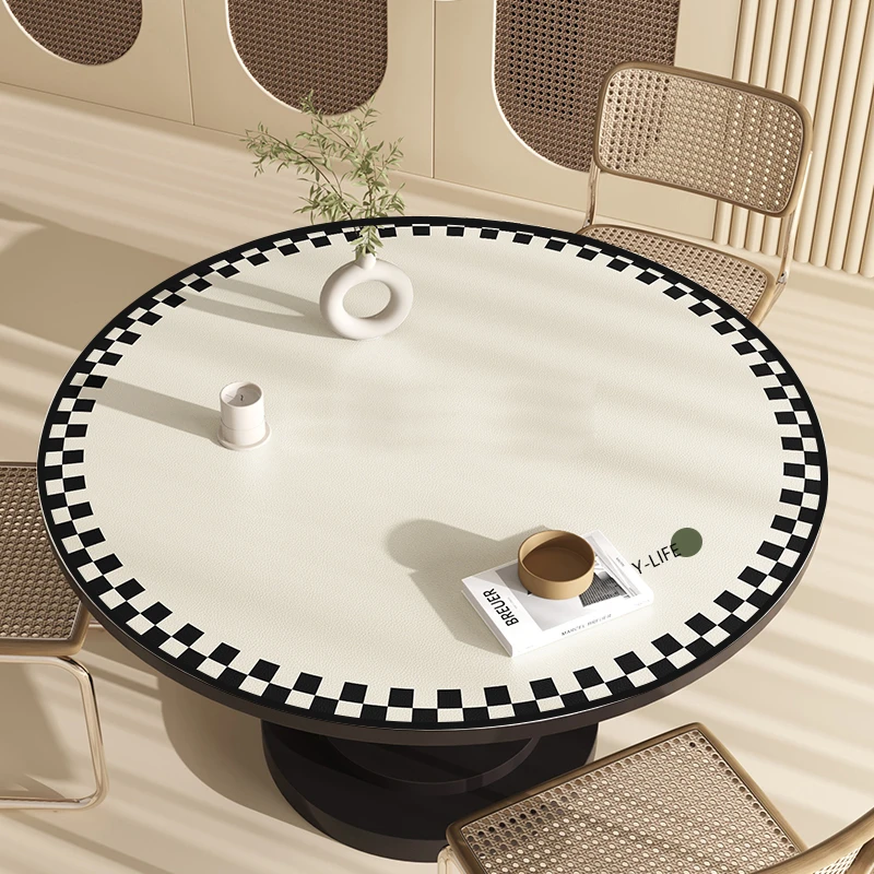 轻奢桌垫防水防烫茶几垫免隔热家用圆形餐桌垫纯色简约现代桌布