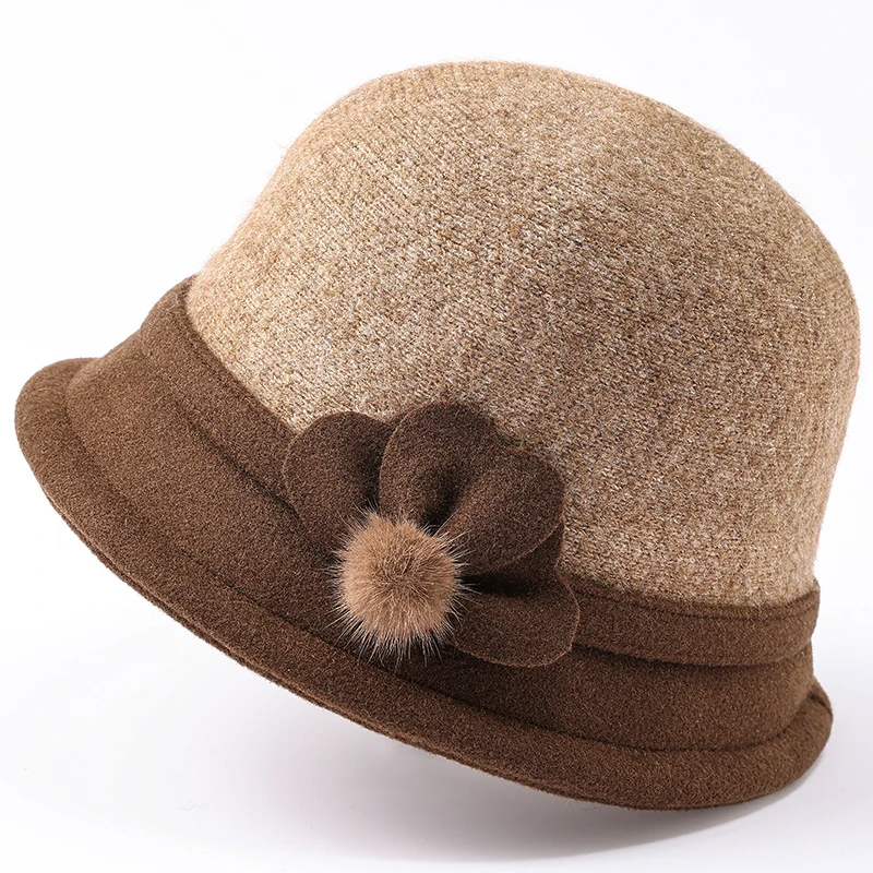 羊毛呢秋冬天中年妈妈帽中老年人帽子冬天老太太老人帽女奶奶保暖