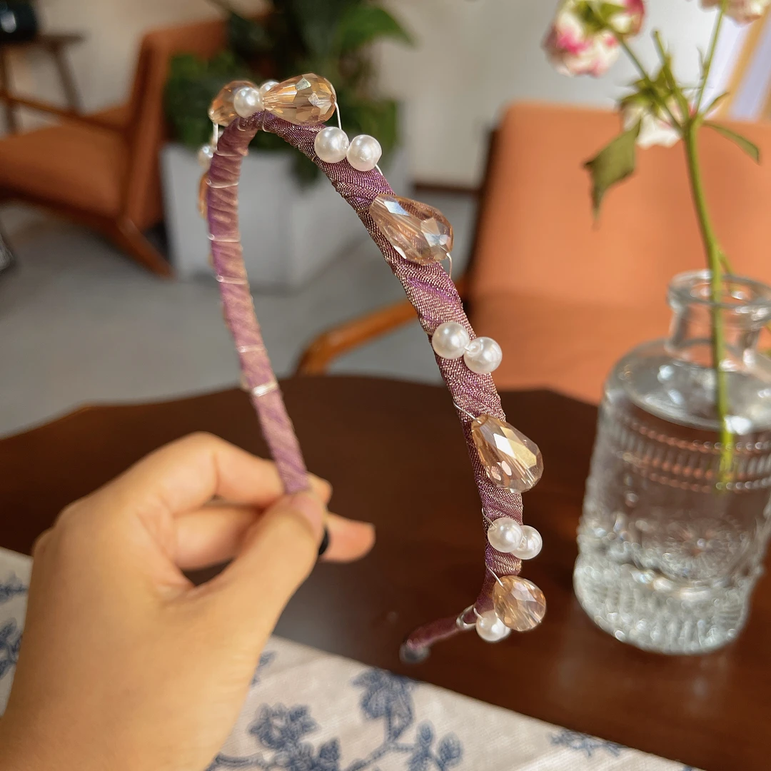 6680复古紫串珠发箍