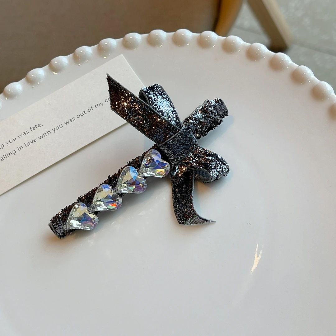 6554复古灰闪爱心边夹