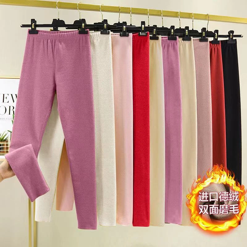 德绒高腰打底裤裤秋冬季新款弹力修身双面磨毛线裤打底裤