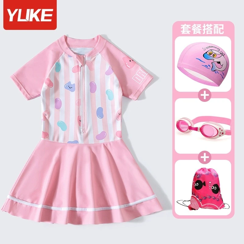 儿童泳衣女孩女童中大童2023新款宝宝连体防晒夏小公主洋气游泳衣