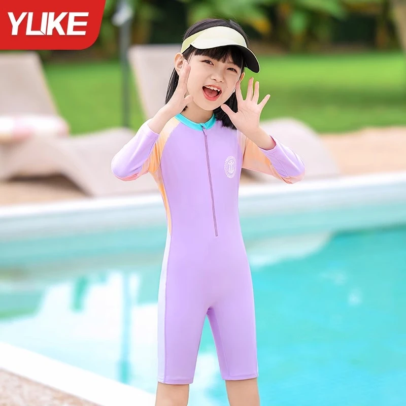 儿童泳衣女童夏季连体2024新款游泳衣女孩中大童训练速干防晒泳装