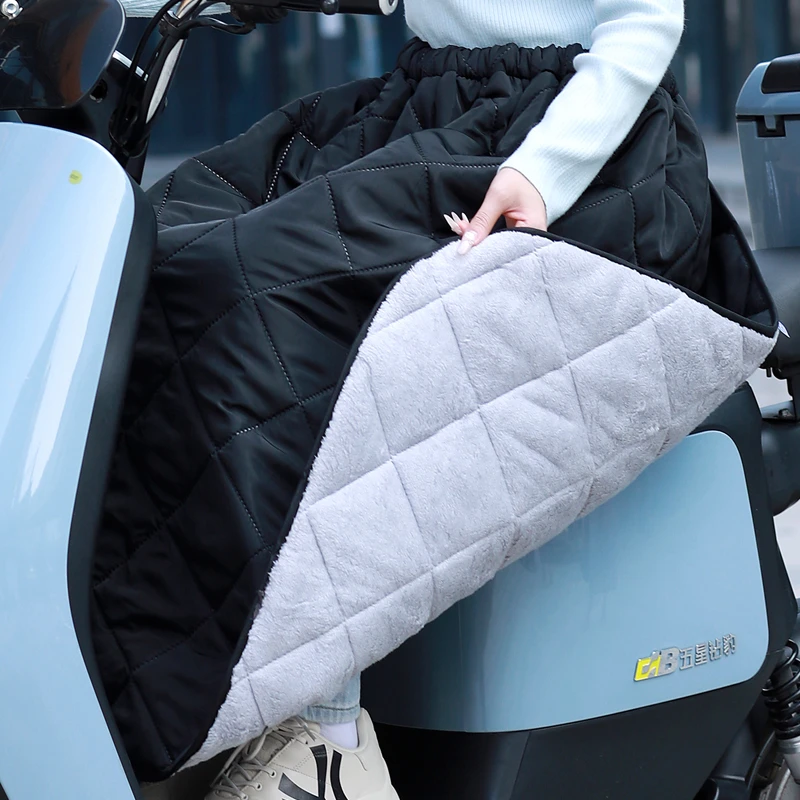 秋冬天骑摩托车挡腿护膝半身裙子保暖电动车挡风被加厚加绒防风衣