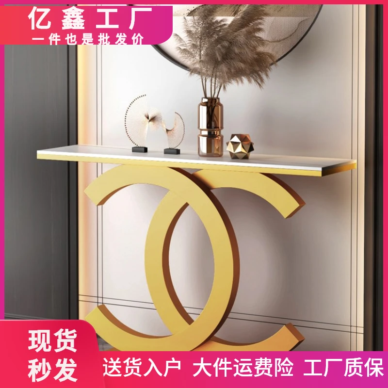 法式玄关台个性精选简约现代设计入户玄关柜端景台玄关桌岩板设计
