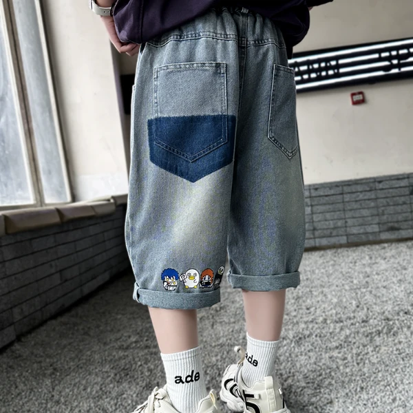 男童牛仔裤子七分裤夏季韩版新款宽松中大童潮酷薄款软牛仔洋气