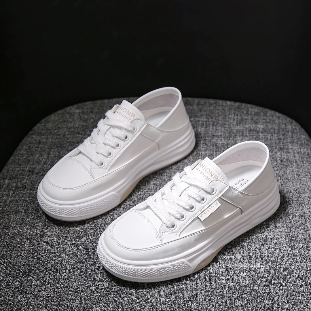 真软皮2024新款韩版ins透气小白鞋女低帮休闲板鞋厚底百搭鞋子