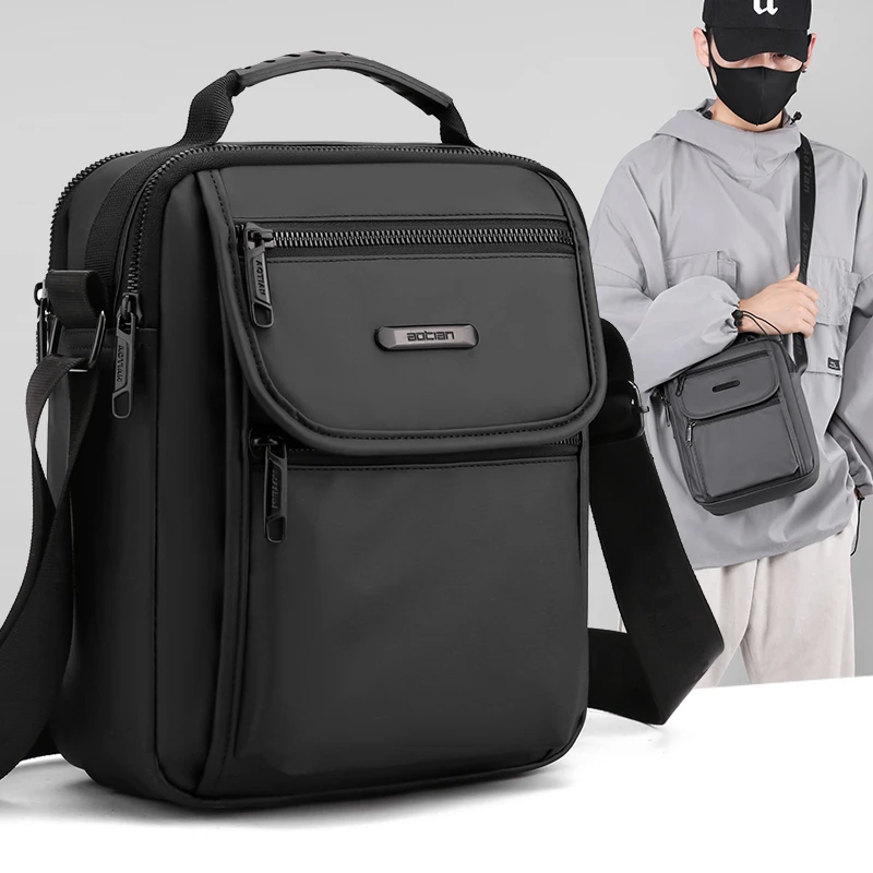 奥天新款男士休闲百搭单肩包多层户外斜挎包手提包男包大小号可选