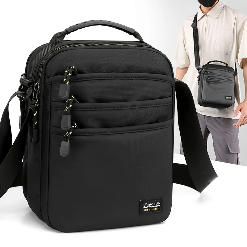 男包新款休闲单肩斜挎包手提包多层户外男士简约轻便时尚百搭包包