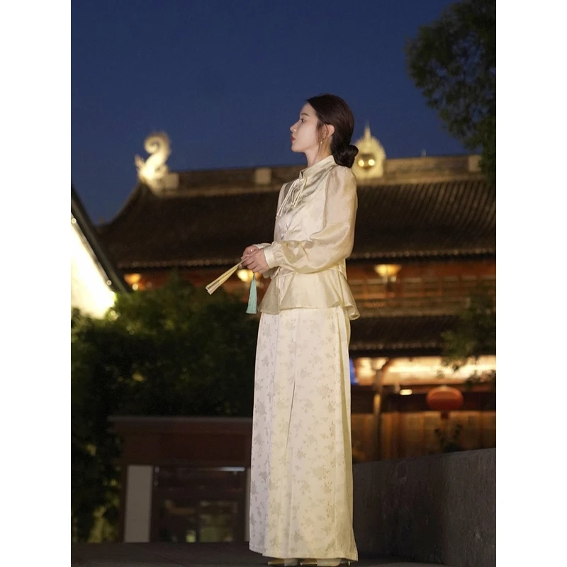 【晨曦清仓 7.30】设计感时尚套装女拼接盘扣长袖上衣高腰半身裙