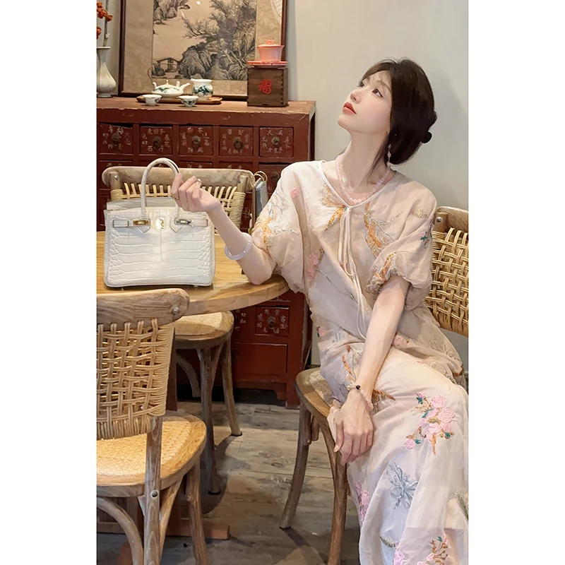 【晨曦专属】2025春夏复古设计感汉服连衣裙女气质